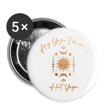 Hot Yoga Mom Celestial Sun Yogi Namaste Savasana - Buttons large 2.2'' (5-pack) - white