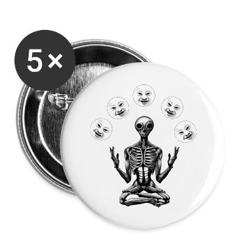 Alien Skeleton Juggling Man On The Moon Full Moon - Buttons large 2.2'' (5-pack) - white