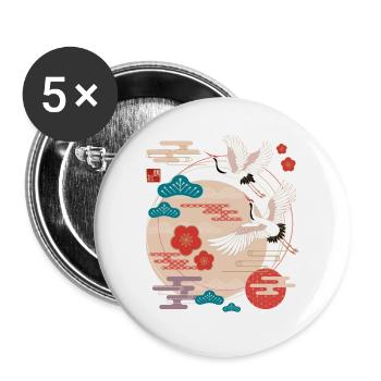 Japanese Cranes and Pine Trees - Buttons large 2.2'' (5-pack) - white