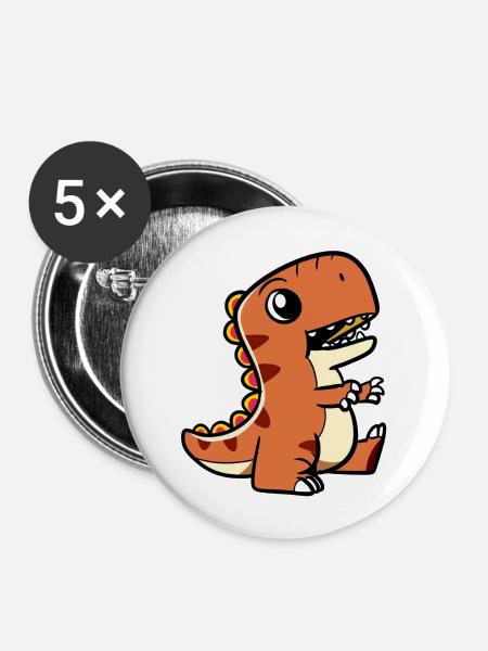 Illustration of a Dinosaur - Buttons large 2.2'' (5-pack) - white