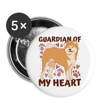 Guardian Akita Inu Dog Animal Heart Design - Buttons large 2.2'' (5-pack) - white