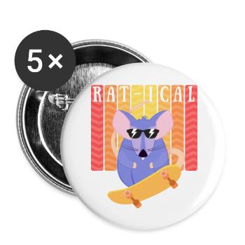 Rat Ical Rad Rat - Buttons large 2.2'' (5-pack) - white