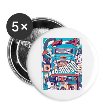 love music - Buttons large 2.2'' (5-pack) - white