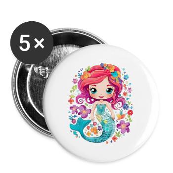 Cute Mermaid for Kids Girls for a Girls - Buttons large 2.2'' (5-pack) - white