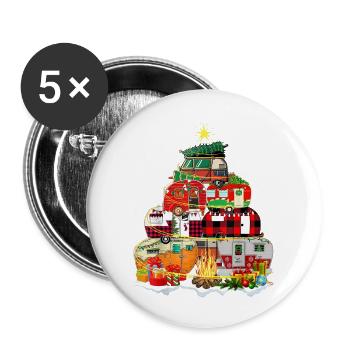 Camper Christmas Tree Camping - Buttons large 2.2'' (5-pack) - white