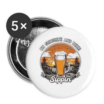 on sunset and beer sippin, beer with sunset - Buttons large 2.2'' (5-pack) - white