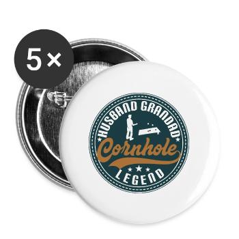 Husband Grandad Cornhole Legend - Buttons large 2.2'' (5-pack) - white