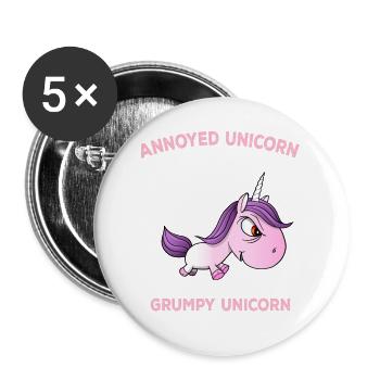 Annoyed Unicorn Touchy Unicorn Grouchy Ball Of Fur - Buttons large 2.2'' (5-pack) - white