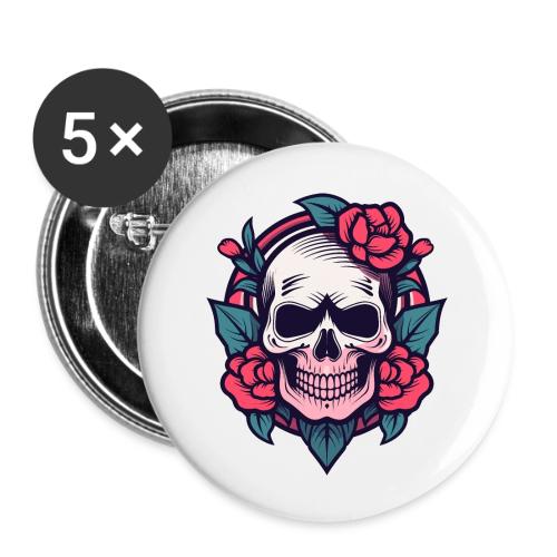 Rose Skull Tattoo - Buttons large 2.2'' (5-pack)