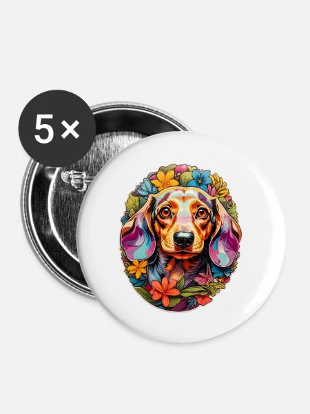 Dachshund face - Buttons large 2.2'' (5-pack) - white