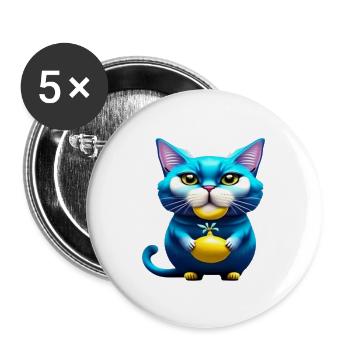Cute cat funny blue cat - Buttons large 2.2'' (5-pack) - white