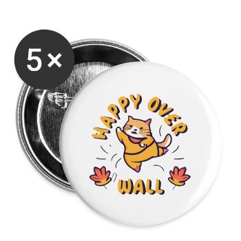 happy over wall - Buttons large 2.2'' (5-pack) - white