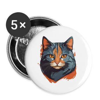 Cat face 2 - Buttons large 2.2'' (5-pack) - white