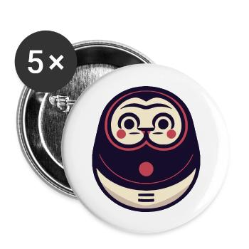 Kawaii Cat Face Daruma Doll - Buttons large 2.2'' (5-pack) - white