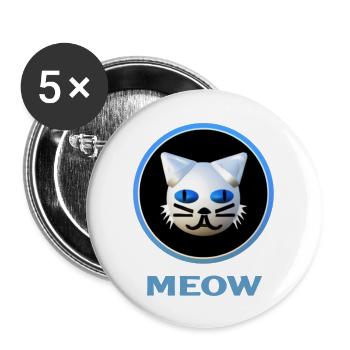 Cat mustache - Buttons large 2.2'' (5-pack) - white