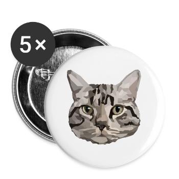 Cute Gray Geometric cat - Buttons large 2.2'' (5-pack) - white