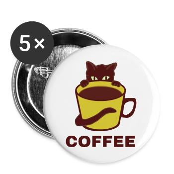 Black cat - Buttons large 2.2'' (5-pack) - white