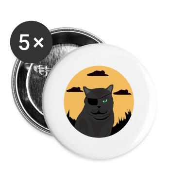 Black Cat - Buttons large 2.2'' (5-pack) - white