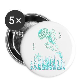Jelly Fish Ocean - Buttons large 2.2'' (5-pack) - white
