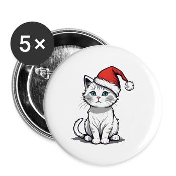 White Christmas Cat - Buttons large 2.2'' (5-pack) - white