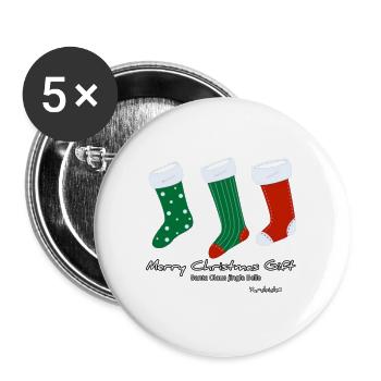Santa Claus jingle Bell Merry Christmas Gift socks - Buttons large 2.2'' (5-pack) - white