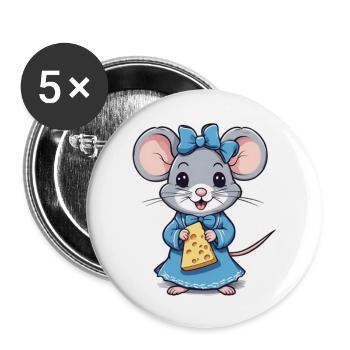Cute mouse with cheese - Buttons large 2.2'' (5-pack) - white