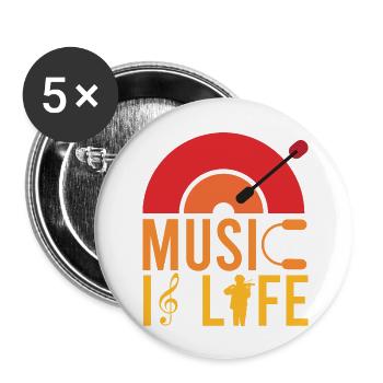 Music is Life - Buttons large 2.2'' (5-pack) - white