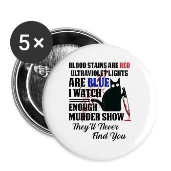 Blood Stain Are Red And Blue In Cat - Buttons large 2.2'' (5-pack) - white