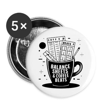 balance sheets and coffee beats funny accountant - Buttons large 2.2'' (5-pack) - white