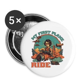 My First Plane Ride 59 - Buttons large 2.2'' (5-pack) - white