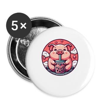 Pork Bubble Tea - Buttons large 2.2'' (5-pack) - white