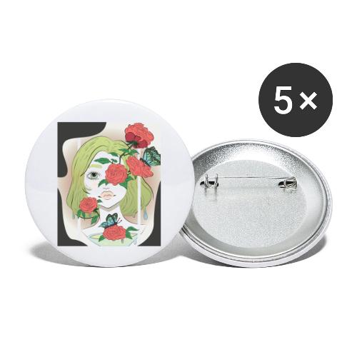 Girl with Rose Vine - Buttons large 2.2'' (5-pack)
