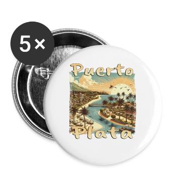 Puerto Plata Dominican Republic Grunge Vacation - Buttons large 2.2'' (5-pack) - white