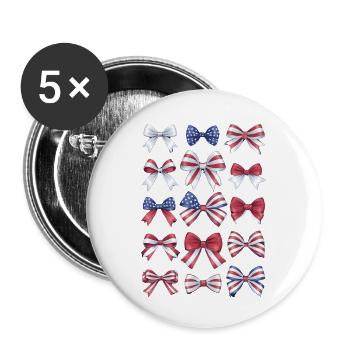 Red White And Blue American Coquette Bows 4th July - Buttons large 2.2'' (5-pack) - white