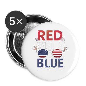Red White And Blue Cousin Crew 4th Of July - Buttons large 2.2'' (5-pack) - white
