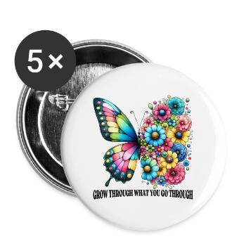 Grow through what you go through - Buttons large 2.2'' (5-pack) - white