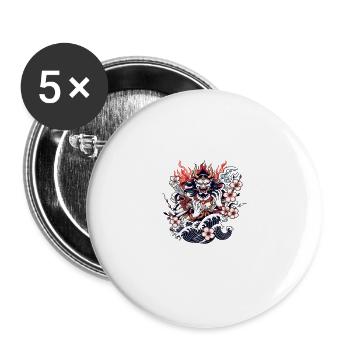 Ashura Flame Wave - Buttons large 2.2'' (5-pack) - white