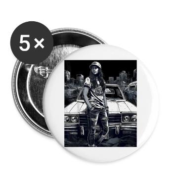 Chicana Lowrider Clothes Mexican American - Buttons large 2.2'' (5-pack) - white