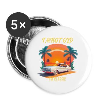Classic Car Paradise: Sunset Palm Trees and Vintag - Buttons large 2.2'' (5-pack) - white