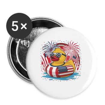 Patriotic Rubber Ducky with American Flag for a - Buttons large 2.2'' (5-pack) - white