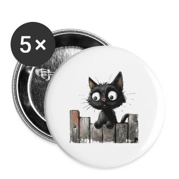 Funny Cat - Buttons large 2.2'' (5-pack) - white