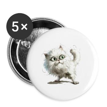 Funny Cat - Buttons large 2.2'' (5-pack) - white