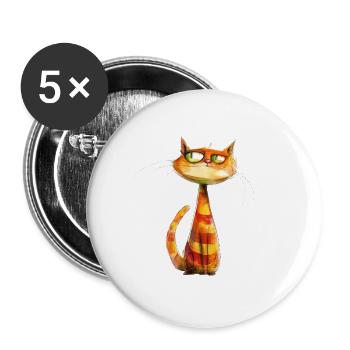 Funny Cat - Buttons large 2.2'' (5-pack) - white
