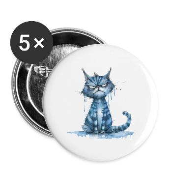 Funny Cat - Buttons large 2.2'' (5-pack) - white