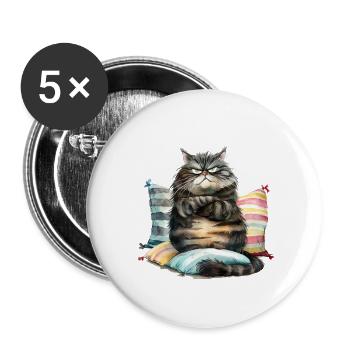 Funny Cat - Buttons large 2.2'' (5-pack) - white