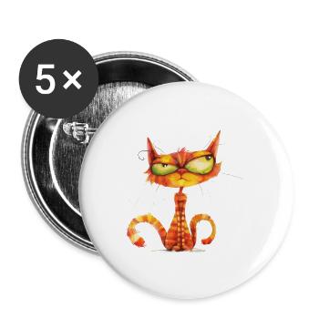 Funny Cat - Buttons large 2.2'' (5-pack) - white