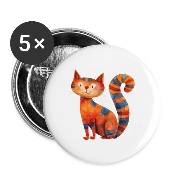 Funny Cat - Buttons large 2.2'' (5-pack) - white