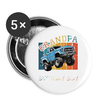 Grandpa of the Birthday Boy Monster Truck Party - Buttons large 2.2'' (5-pack) - white