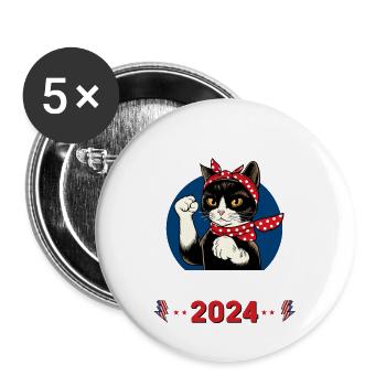 Crazy Cat Lady For Kamala 2024 Kamala Election 202 - Buttons large 2.2'' (5-pack) - white
