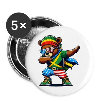 Half American Half Jamaican Teddy Bear Dabing Jama - Buttons large 2.2'' (5-pack) - white